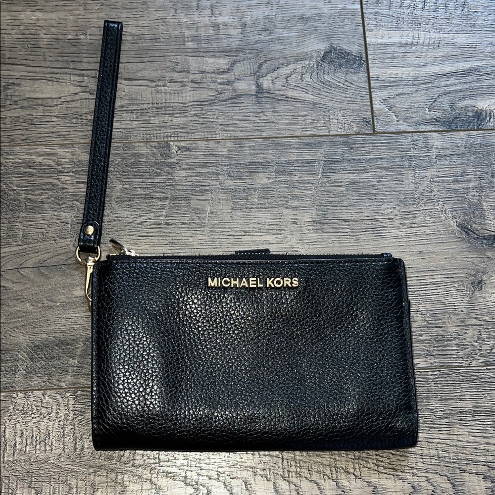 Michael Kors Black Textured Wristlet